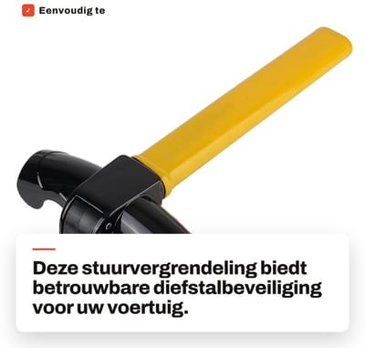 Dailygoods- Stuurvergrendeling hoge weerstand - Diefstalbeveiliging - T-slot - Duurzaam koolstofstaal - Eenvoudig te installeren - Bescherming tegen krassen - Stuurslot