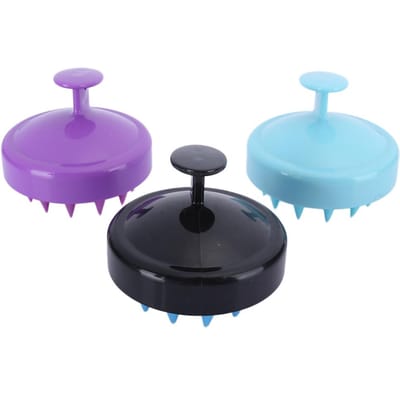 3 stuks Siliconen Shampoo Borstel Zachte Hoofdhuid Massageborstel Antislip Baden Haarwasborstel purple