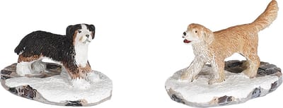 Luville - Dogs 2 stuks - l4,5xb3xh3cm - Kersthuisjes & Kerstdorpen