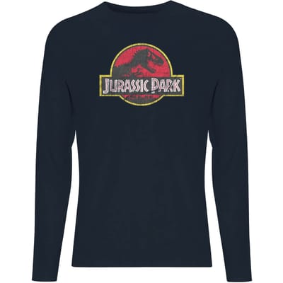 Jurassic Park Logo Men's Long Sleeve T-Shirt - Navy - L