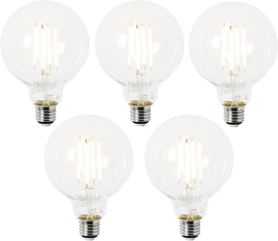 LUEDD Set van 5 E27 LED lamp G95 helder 2,2W 470 lm 2700K