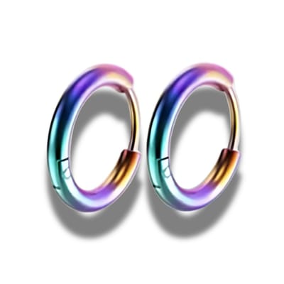 Oorringen - steel - staal - kleur rainbow regenboog - binnenmaat 16 mm buitenmaat 20 mm - klapsluiting - hypoallergeen