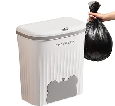 Keuken Compostbak - Afvalmand Aanrecht - Voedselresten Verzamelen - Ophangbaar met Deksel - 28 x 16 x 26 cm - Grijs