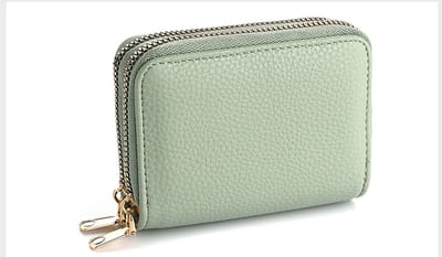 Lichtgroene portemonnee - Kleine groene Wallet - PU leer - 2 ritsen - Pasjes en muntgeld - Lichtgroen - 11/8CM - CHPN