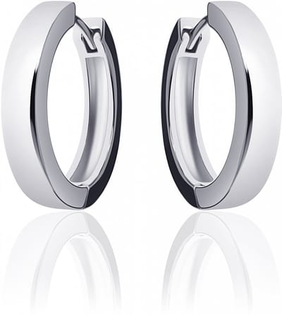 Jewels Inc. - Oorbellen - Oorringen met Scharnier - Vlak Glad - 4mm Breed - 22mmØ - Gerhodineerd Zilver 925