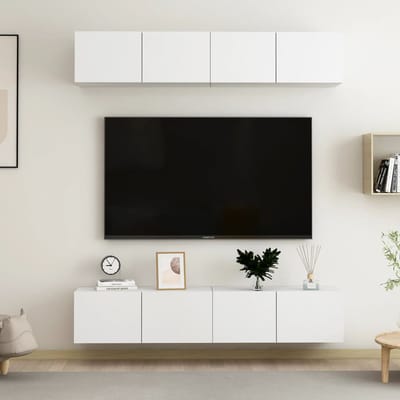 vidaXL - Tv-meubelen - 4 - st - 80x30x30 - cm - bewerkt - hout - wit