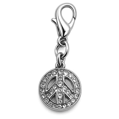 Bedel - Charm - Hanger voor bedelarmband - Peace | Vrede - Cubic zirconia