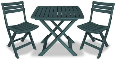 Balkonset 2 personen - Tuinset - Bistroset - Weerbestendig - 3 delig - Tuintafel en 2 stoelen - 2 personen - Kunststof - Groen