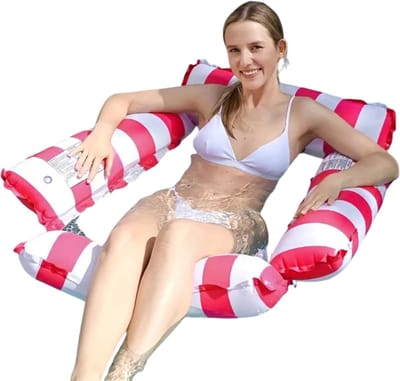Nivard Luxe Waterhangmat - Luchtbed Zwembad - Luchtmatras Opblaasbaar - Water Hangmat - Aqua Lounge - Roze