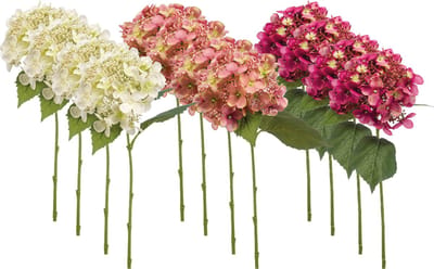 Emerald - Kunstbloem Hortensia 50cm Roze - Set van 12 - Kunstplant voor binnen