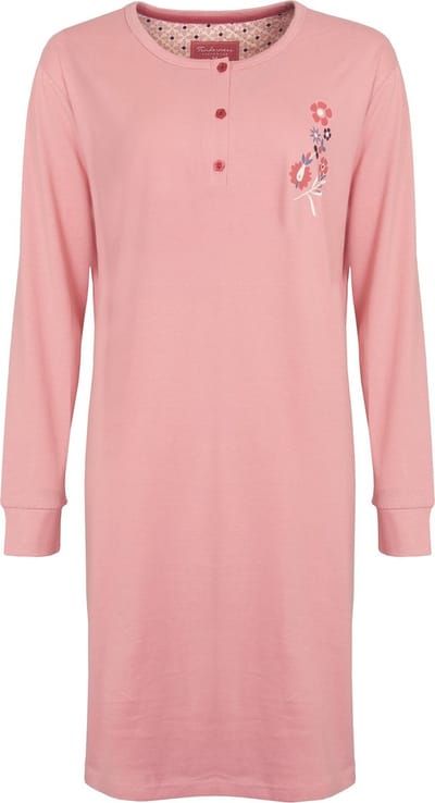 Tenderness Dames Nachthemd - Polo Sluiting - Katoen - Roze - Maat XXL
