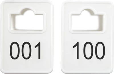 Garderobemunten / garderobe nummers - wit - 001-100 (100 jetons)