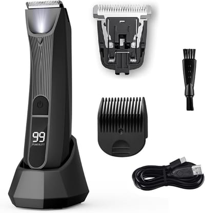 Elektrische Trimmer - Lichaamshaar Scheerapparaat - Persoonlijke Verzorging - Geïntegreerd LED Licht - IPX7 Waterdicht - Zwart