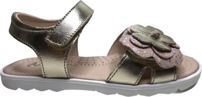 Naturino velcro roze bloem lederen sandalen Slinky goud mt 29