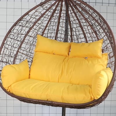 Hangmat Kussen Set - Ei Stoel Kussen - Buiten Ontspannen - Verstelbare Hoofsteun - 150 cm Diameter - Geel