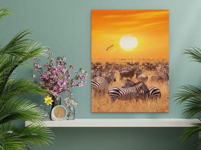 Artaza Canvas Schilderij Wilde Dieren - 30x40 cm - Klein - Wanddecoratie Afrika - Muurdecoratie Zebra - Kamer Accessoires Savanne