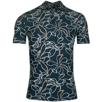 Giordano Polo Formentini Floral Pattern Subtle Stretch Piqué Navy / male