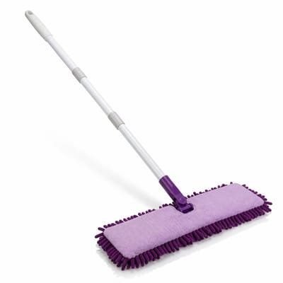 Lomera Dubbelmop - 2 in 1 mop - Tweezijdige mop - Dubbele mop - Vloerwisser - Vloermop - Dweilmop - Dweil - Microvezel mop - Chenille mop - Mop met telescoopsteel - Mop met steel - Telescoop mop
