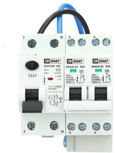 EMAT uitbreidingsset 1 aardlekschakelaar 2P 40A, 1 fornuisgroep 2P+2N 16A B-Kar (85015004)