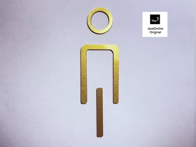 Pictogram kleedkamer of toilet- ELEGANT GOUDKLEUR - MAN 3D - Hoogwaardig Acryl bord - Zelfklevend - Pictogram - Deurbord - Heren kleedkamer of toilet