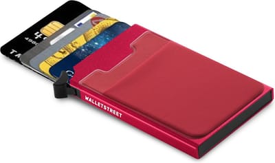 Walletstreet Uitschuifbare Pasjeshouder CB2 Plus collection-Walletstreet Aluminium Creditcardholder/Creditcardhouder Card Protector Anti-Skim/ RFID Card Protector 7 Pasjes – Rood/Red