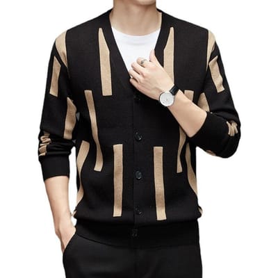Nieuw Lente en Herfst Dun Cardigan Herenjas Slim Fit Jong en Middelbaar Casual Heren Ondergoed Trui XXXXL beige