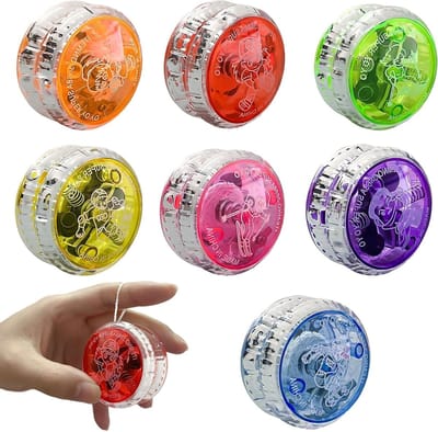7-delige Plastic Responsieve Yoyo met Licht voor Verjaardagsfeestjes en Prijzen, Perfecte Speelgoedset voor Kinderen