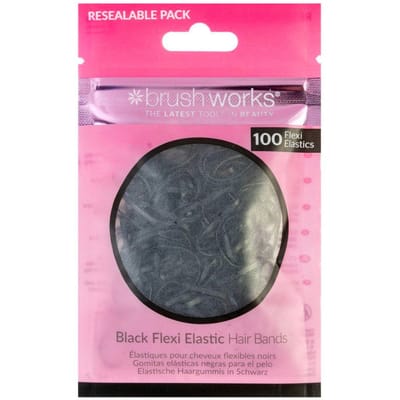 brushworks Black Flexi Elastic Hair Bands 100 st