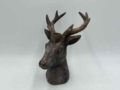 Kandelaar hert vintage bruin maat L steen 21 x 14,5 cm | 801833 | Countryfield | Stoer & Sober Woonstijl