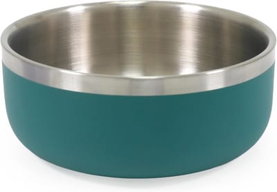 Huisdier Voerbak - Hondenbak Kattenbak - Stijlvol Eten - Dubbelwandig RVS - 1200ml - Groenblauw