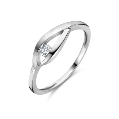 Gerhodineerd Zilver Ring Druppel Met Zirkonia Poli/Mat 1336993