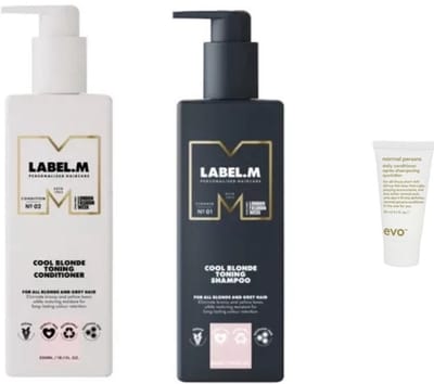 Label M Duo Set - Cool Blonde Toning Shampoo + Conditioner 300ML + WILLEKEURIG Travel Size - 300ML + 300ML