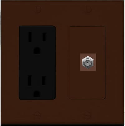 Stopcontact met 1-poorts Coax (F-Type) Wandplaat - Decora Stijl - Bruin