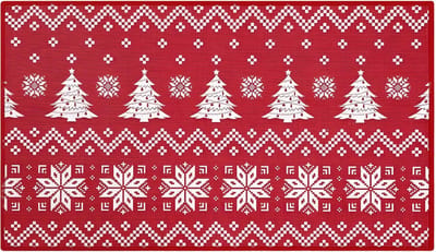 Kerst Deurmat - Voor Voordeur & Binnen - Boho Stijl Antislip Vloerkleed Welkom - Kerstvakantie & Thuisdecoratie - Rood-50x80cm