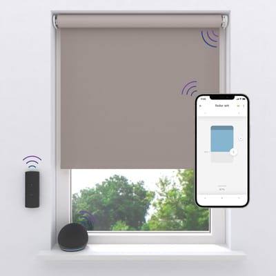 DTCH® Elektrisch Rolgordijn Verduisterend - Easy Velvet - dim-out - Light Grey - 60 x 190 cm - Motionblinds CMD-02-P