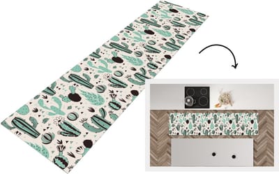 Keukenloper - Loper keuken - Cactus - Patroon - Bloemen - 200x50 cm - Keukenloper vinyl