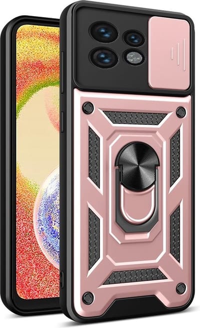 MobyDefend Hoesje - Geschikt voor Motorola Edge 40 Pro - Pantsercase Met Draaibare Ring - Rosé