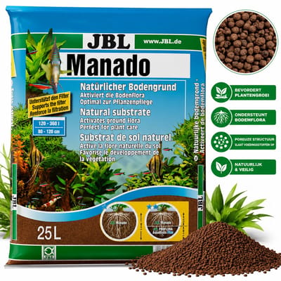 JBL Manado 25L Aquarium Substraat – Natuurlijke Bodemgrond voor Gezonde Planten & Sterke Wortels