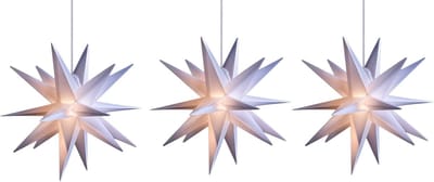 Set van 3 kerststerren LED decoratieve sterren 25cm wit voor BUITEN kabel met transformator 3D ster 18-puntige verlichte ster kerstverlichting winterverlichting 3D ster kerstverlichting
