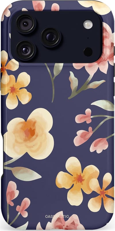 Casetastic hoesje geschikt voor Apple iPhone 17 Pro Max - MagSafe - Dubbellaagse bescherming - Bloesemnacht Marine - Fashion Case - Donkergrijs Zand Donkerblauw Grijs