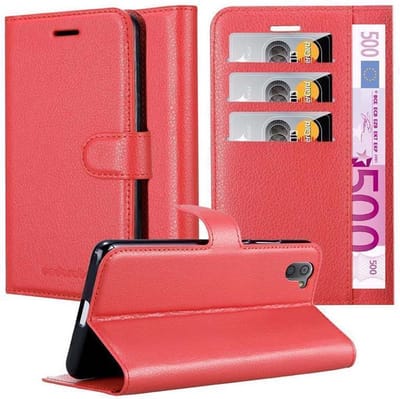 Cadorabo Hoesje geschikt voor Sharp Aquos R3 in KARMIJN ROOD - Beschermhoes met magnetische sluiting, standfunctie en kaartvakje Book Case Cover Etui