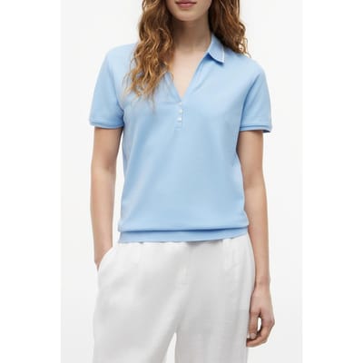 Tommy Hilfiger Lyocell Henley Ss Vessel Blue Größe: XS | Poloshirts Outlet | Damen | Blau