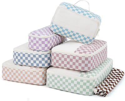 Famanu – Koffer organizer set 7-delig - packing cubes voor koffer - rugzak en handbagage - schaakbordpatroon