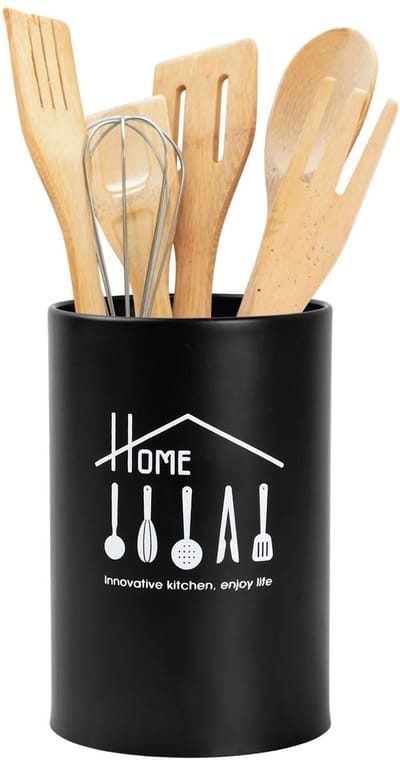 Dailygoods- Keukengerei houder roestvrij staal - Bestekhouder - Kooklepelstandaard - Keukengerei - Aanrechtdecoratie - 18 drainagegaten
