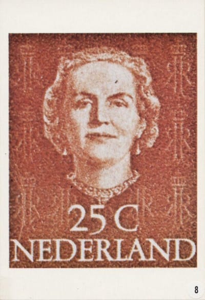 Briefkaart met afbeelding Koningin Juliana postzegel