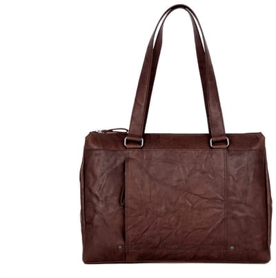 Leren Laptop Schoudertas - 15.6 inch - Maureen - Donkerbruin