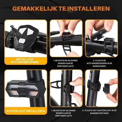 MIRA® Richtingaanwijzer Fiets - Knipperlicht - Knipperlicht Draadloos – Zwart - 15cm x 12cm x 3cm