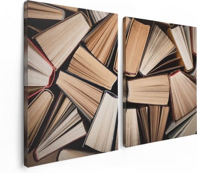 Artaza Canvas Schilderij Tweeluik Boeken Bladzijdes bij elkaar - 120x80 - Foto Op Canvas - Canvas Print