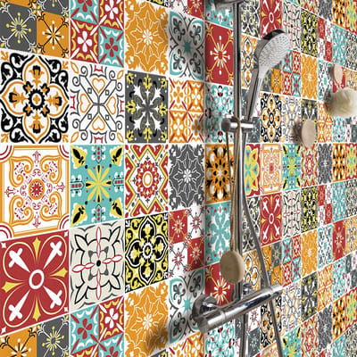 Muurstickers - Zelfklevende tegelmuurstickers voor keuken en badkamer - 24 ORIANA tegelstickers - 24 stickers 15x15cm