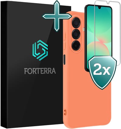 Hoesje Met 2x Screenprotector - Geschikt voor Samsung Galaxy A26 - Sterk & Shockproof - Telefoon Hoes - Back Cover - Siliconen Case - Perzik